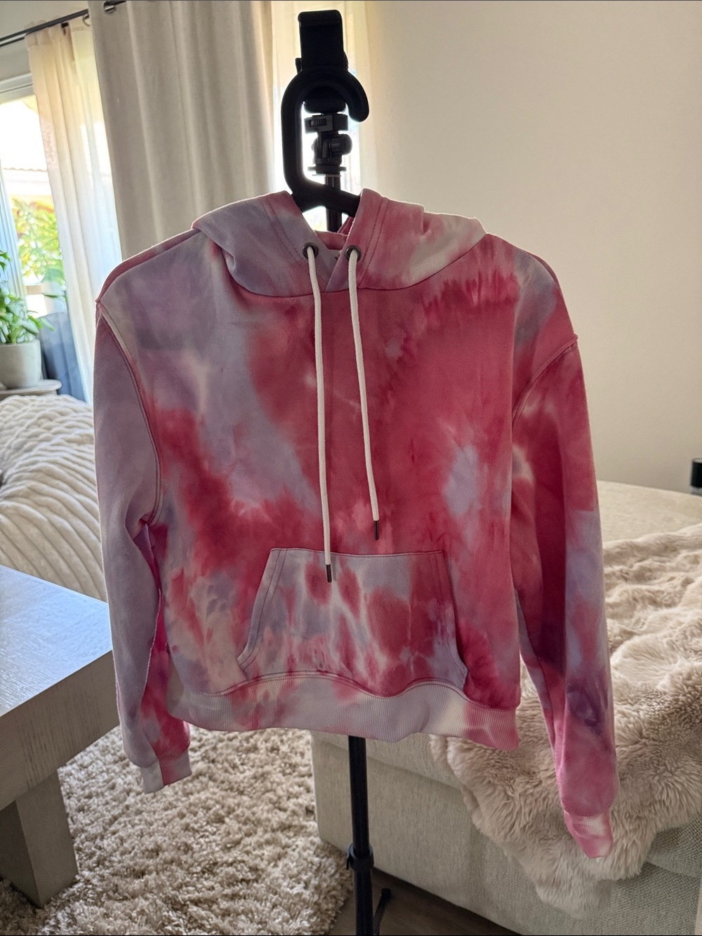 Tie-Dye Pink & White Hoodie